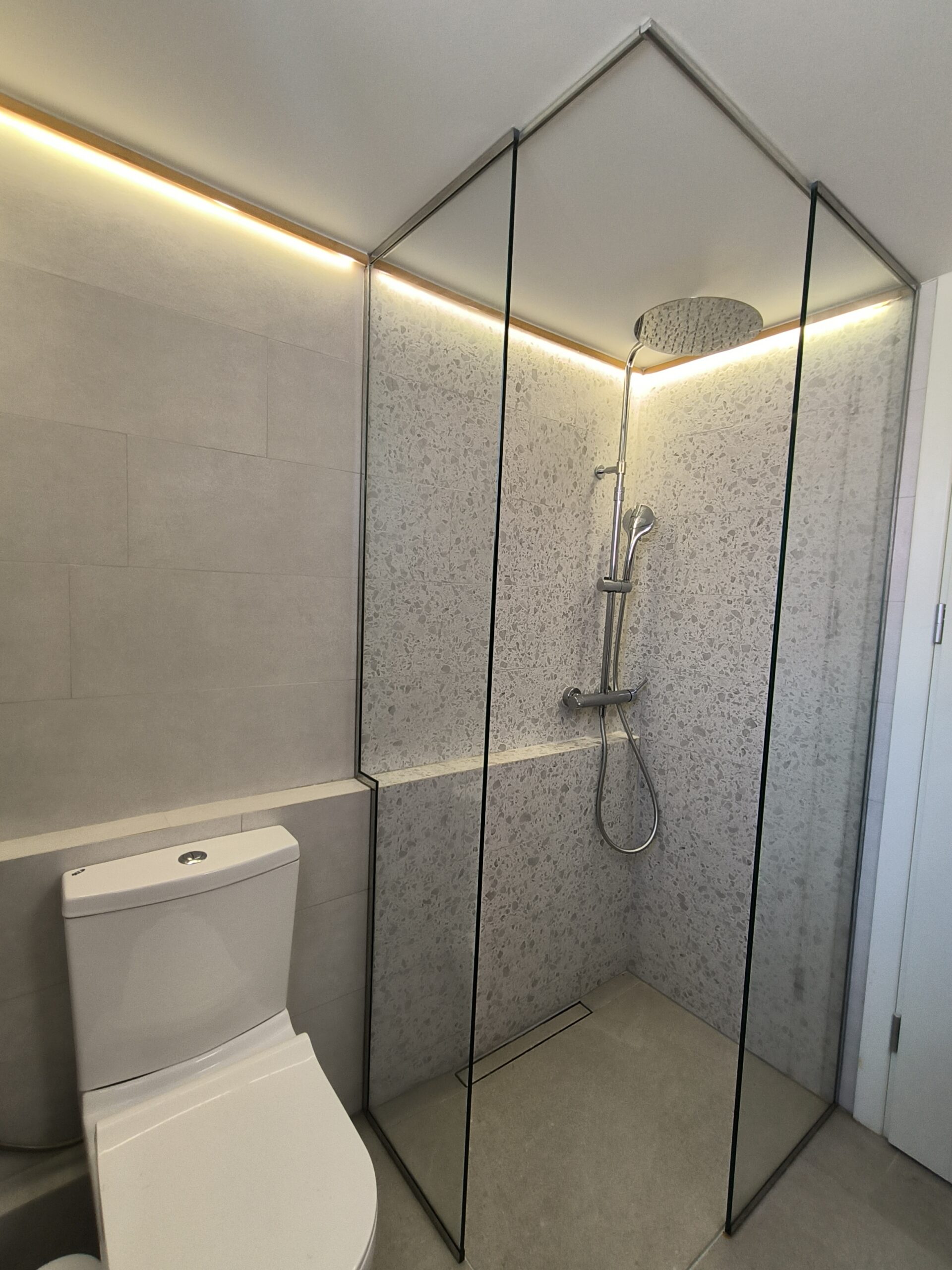 Stylish walk-in shower designed for comfort and relaxation