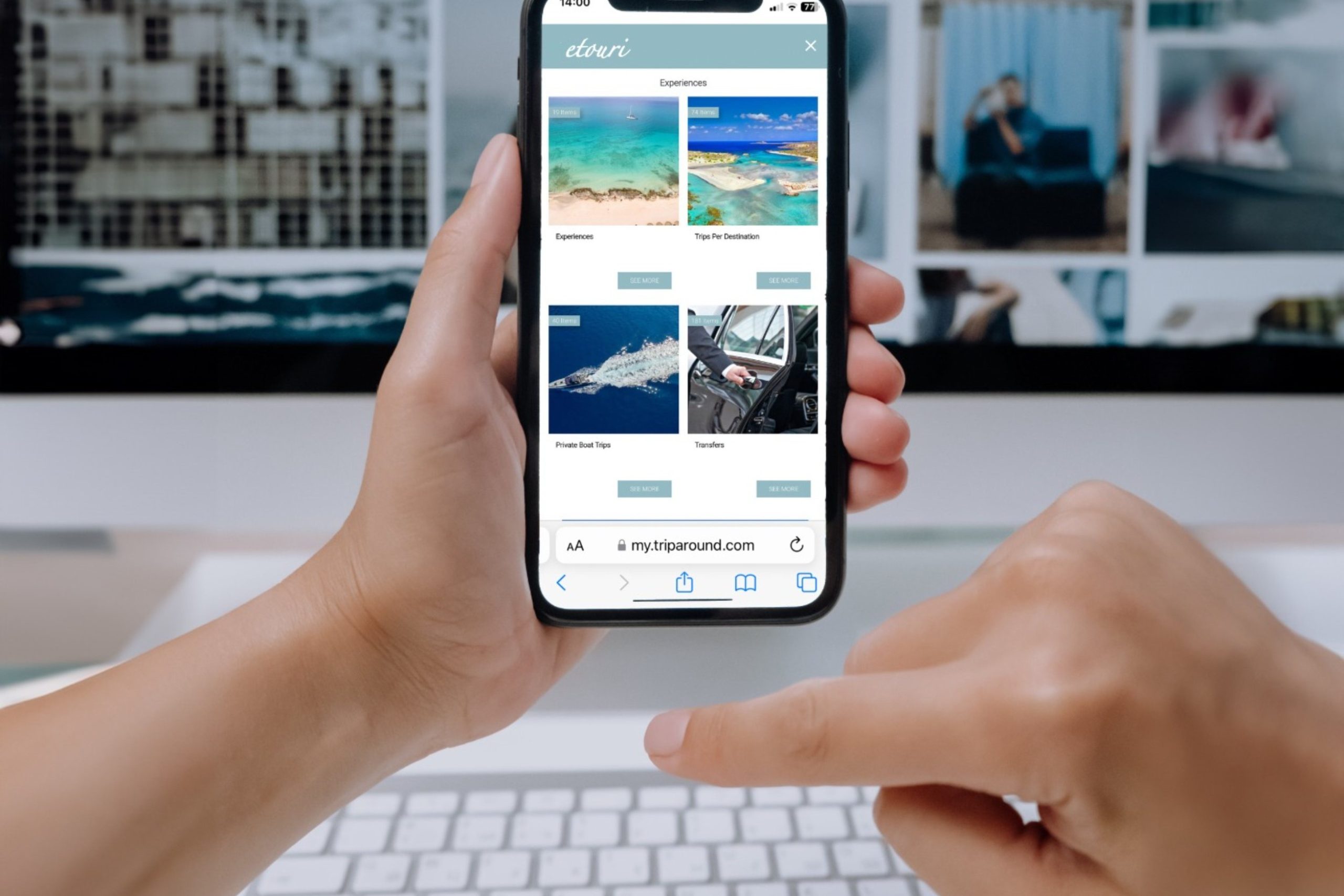 Browsing travel experiences on a mobile phone